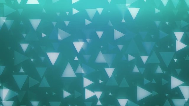 Abstract background loop of turquoise triangles of a differ