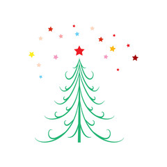 Simple vector christmas tree original New Year card.