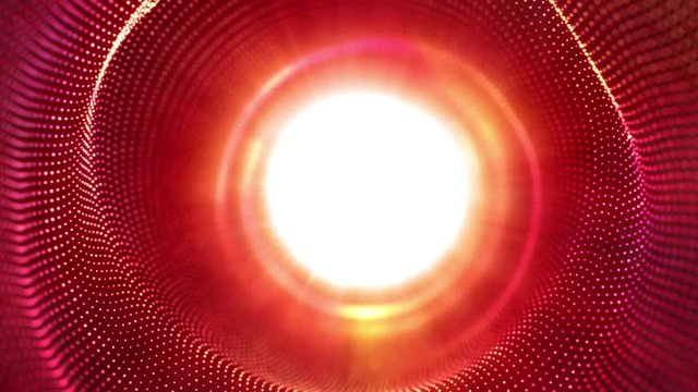 60fps looped seamless abstract background. Smooth motion of hi-tech red dots and white shine. For logo and title placement, event, concert, presentation, site, VJ, Resolume.