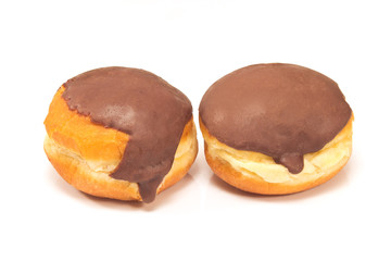 Chocolate donuts isolated on white background