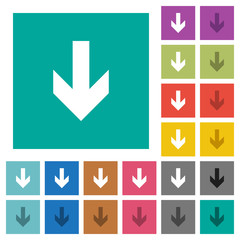 Down arrow square flat multi colored icons