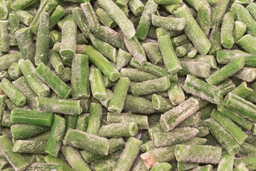 Frozen green beans vegetable as background