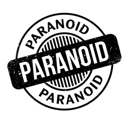 Paranoid rubber stamp. Grunge design with dust scratches. Effects can be easily removed for a clean, crisp look. Color is easily changed.