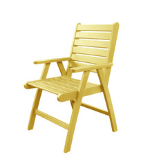 Wooden chair isolated on white background,chair yellow color