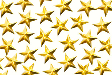 Obraz premium Golden Christmas background with stars. Star isolated on white background. 3D illustration.