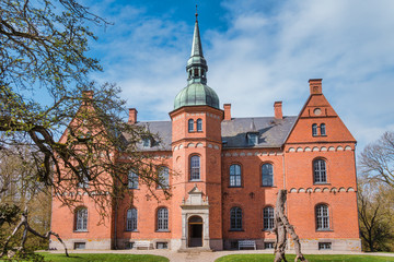 Large organic farm Skovsgaard manor monument on Langeland, Denmark