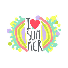 I love Summer colorful logo template original design, hand drawn