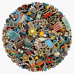 Obraz premium Cartoon vector doodles Cinema illustration