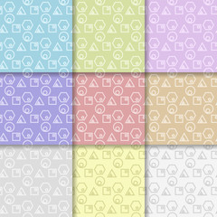 Geometric set of multi-colored seamless patterns for design