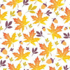 Golden autumn leaves seamless pattern