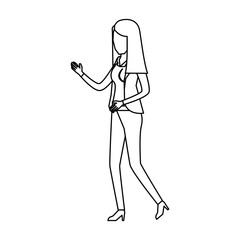 business woman faceless in jacket and pants sketch silhouette in white background