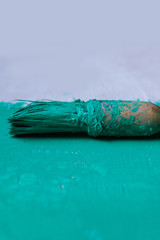 Paint Brush With Blue Paint on It