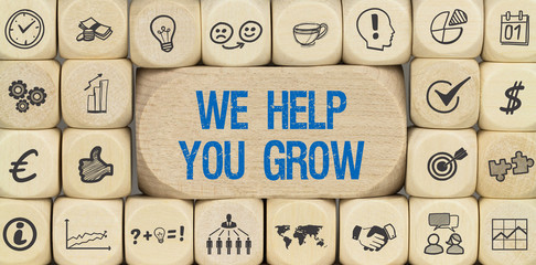 We Help You Grow / Würfel mit Symbole