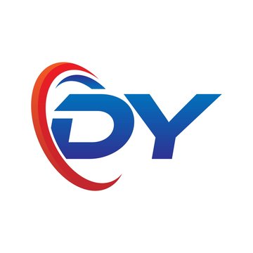 modern dynamic vector initial letters logo dy with circle swoosh red blue
