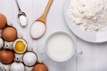 Ingredients for making pancake dough