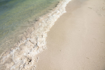 Surf on beach of Mediterranean sea, Alcudia, Majorca, Spain.