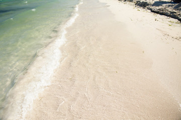 Surf on beach of Mediterranean sea, Alcudia, Majorca, Spain.