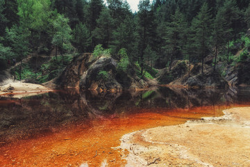 "Kolorowe Jeziorka" natural colorful lakes in Rudawy Janowickie, Poland