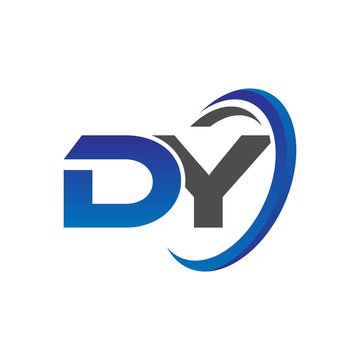 vector initial logo letters dy with circle swoosh blue gray