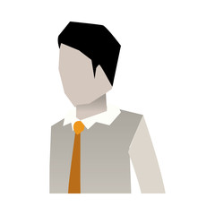 businessman faceless in shirt with tie and half body in white background