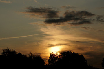Fototapeta na wymiar sunset over the village