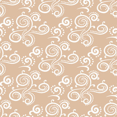 Vintage brown ornament. Floral seamless pattern