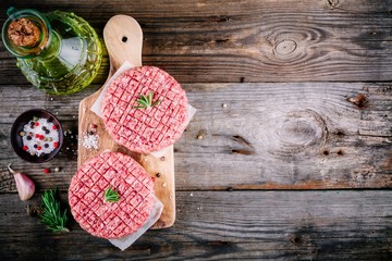 Raw ground beef meat burger steak cutlets