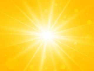 sun with lens flare abstract vector summer yellow rays background - 169821604