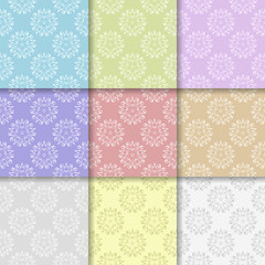 Wallpaper set of colored floral seamless patterns