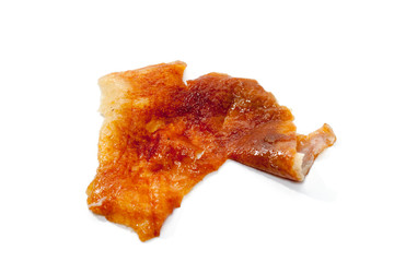 Roast chicken leg isolated on white background.
