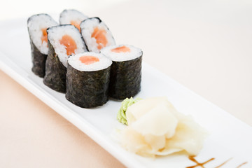 Tuna maki on a plate