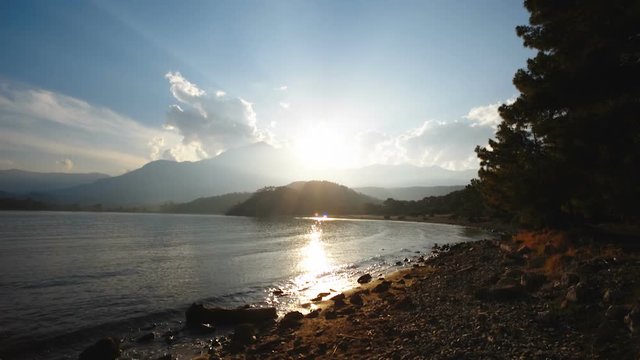 sunset in a picturesque bay