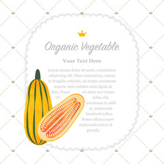 Colorful watercolor texture nature organic fruit memo frame delicata squash