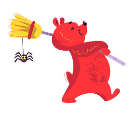 Vector flat cartoon Halloween animal portrait isolated on white background.