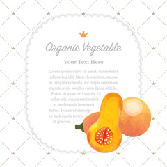 Colorful watercolor texture nature organic fruit memo frame butternut squash