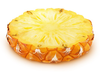 Slice of pineapple isolated on a white. Full depth of field.
