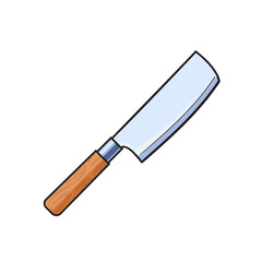 vector meat butcher cleaver knife sketch cartoon isolated illustration on a white background. Kitchenware equipment utensil objects concept