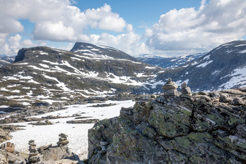 Vue depuis le Dalsnibba, en surplomb de Geiranger, Norvège