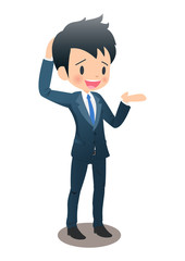 言い訳をするスーツ姿の若い男性ビジネスマン