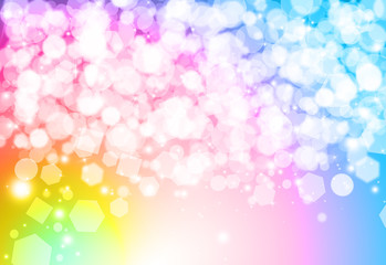 Colorful glitter sparkles rays lights bokeh festive elegant abstract background.