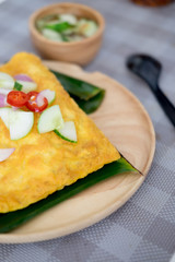 Pastry stuffed crispy egg crepe