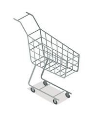 Empty Supermarket Trolley Isometric Vector Icon