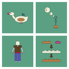 Set of children toys in different sets in flet on white board © gorovits