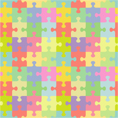Seamless (you see 4 tiles) jigsaw puzzle pattern (print, background, wallpaper, swatch) of pastel colors classic style pieces
