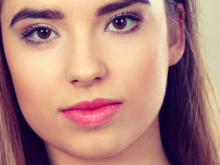 Closeup portrait of young teenager woman.