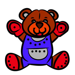 Cute brown teddy bear, cartoon on white background.