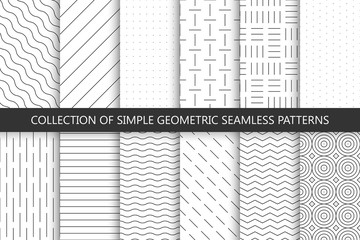 Collection of seamless geometric minimalistic patterns.