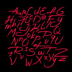 Retro font - fashion 80-90s. English alphabet. Futuristic latin letters.
