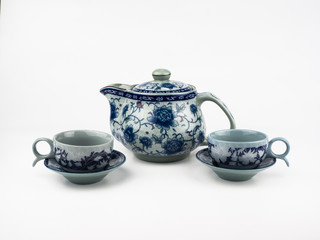 beautiful tea pot isolated on white background