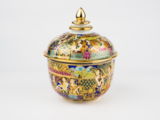 benjarong,porcelain isolated on white background